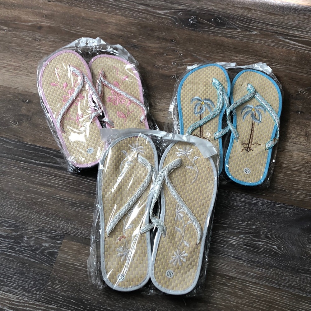 3 Sets Flip flops NIB SZ 11 Pink, Blue, & White